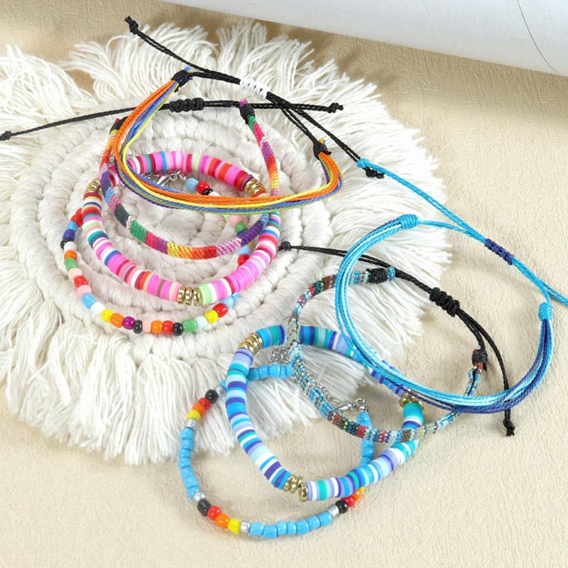 Mannikesi Beach Bracelet Set for Men and Women, Surfer Men Bracelet, Braided Boho Summer Bracelets Adjustable Men's Bracelet Handmade Women Bracelet String Rope Ankle Bracelets Birthday Gift - Image 3